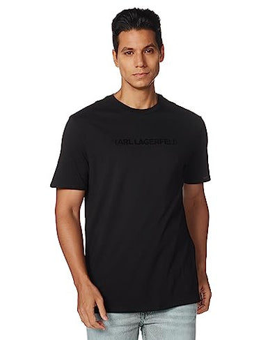KARL LAGERFELD Herren Logo, Short Sleeve Crew Neck Men’s T-Shirt, Schwarz, Mittel im Sale